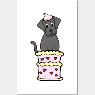 Big dog Jumping out of a cake Posters and Art